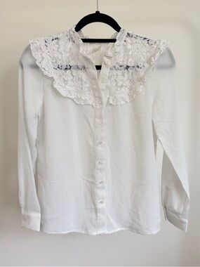 H&M White Lace-Collar Button Down Shirt